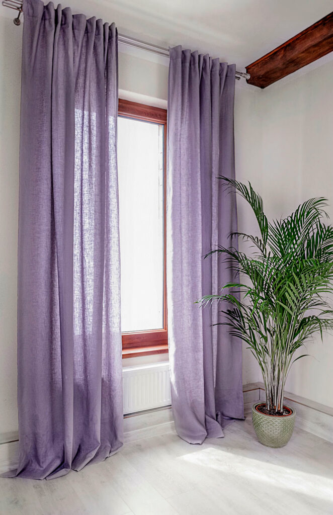 Bedroom-with-Lavender Curtains