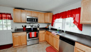 Kitchens with Red Curtains