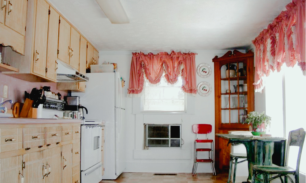 Coral Pink Kitchen-Curtains