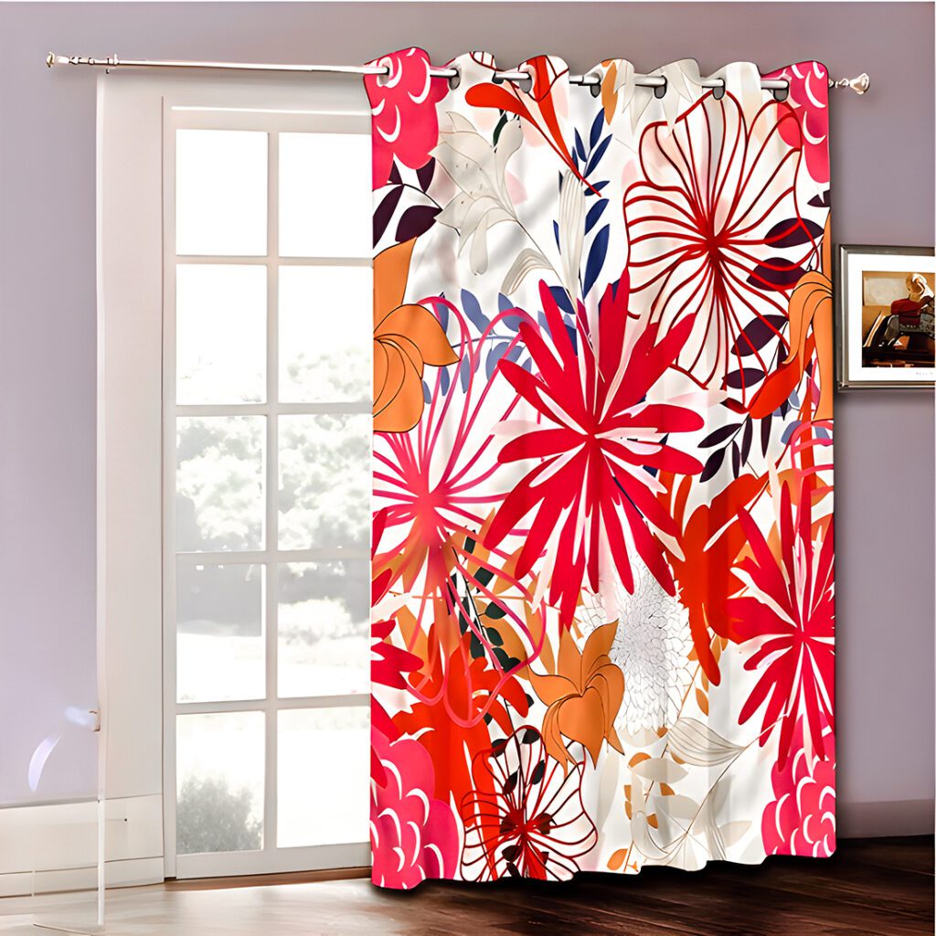 Patio-Doors-with-Floral Prints Curtains
