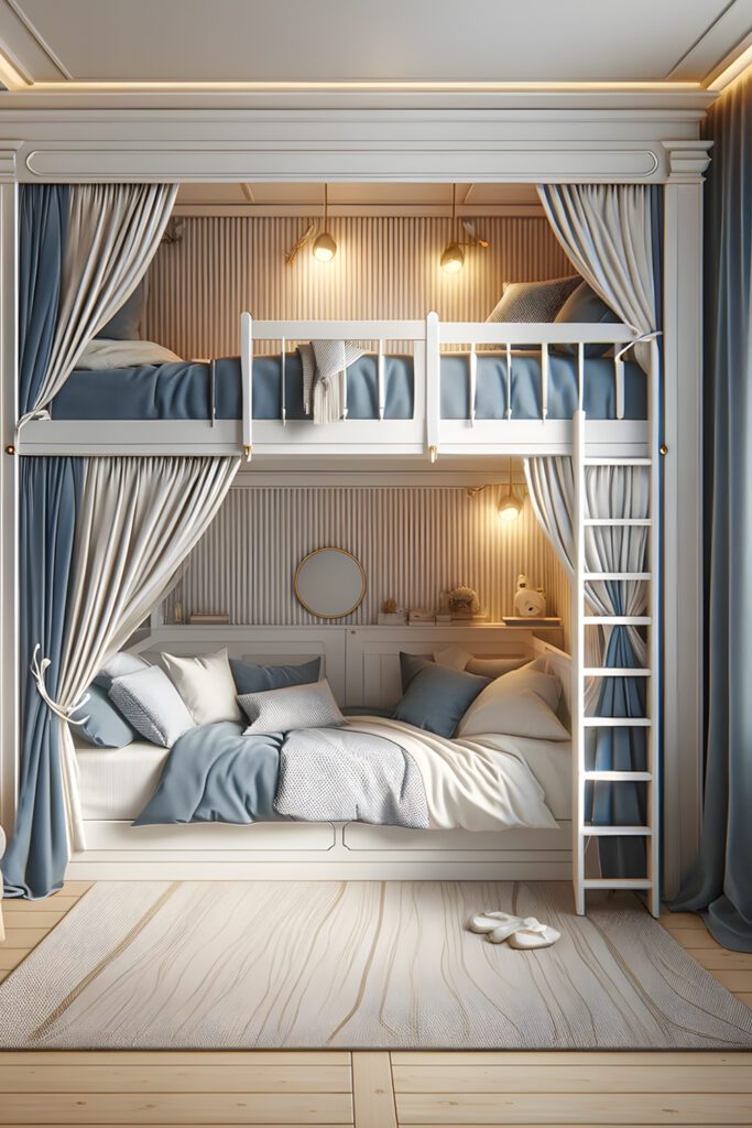 Bunk Bed with Blackout Curtains