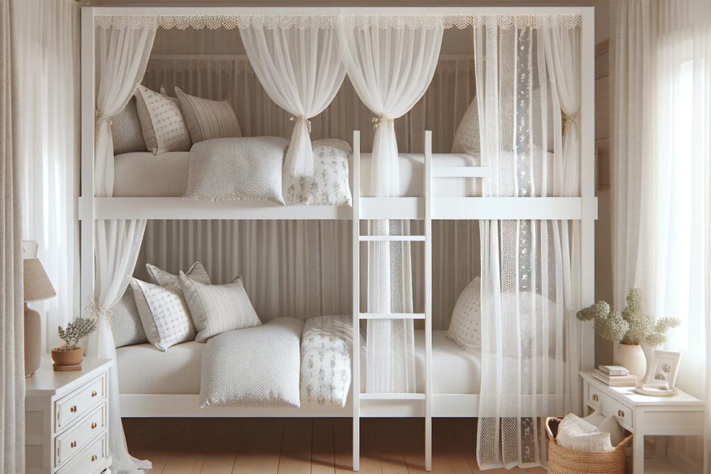 Bunk-Bed-with Sheer -Curtains