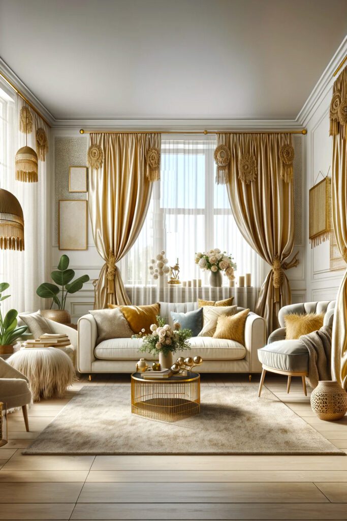 Gold Curtains with Tassels