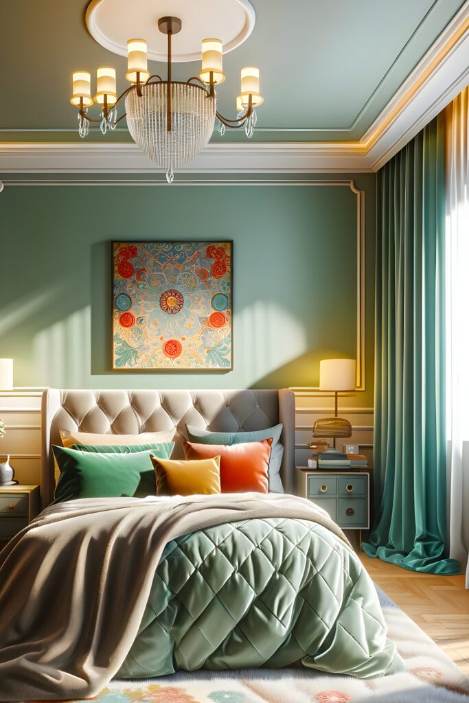 Light-Green-Bedroom-Walls-with-Mint-Green-Curtains