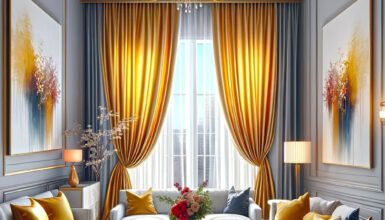 What Wall Color Goes with the Gold Curtains in a Living Room