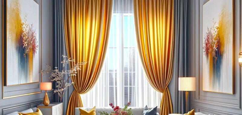 What Wall Color Goes with the Gold Curtains in a Living Room