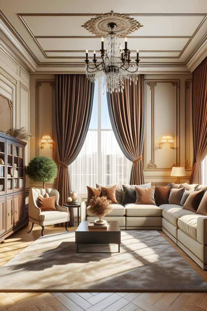 Living-Room-Cream-Walls-with-Brown-Curtains