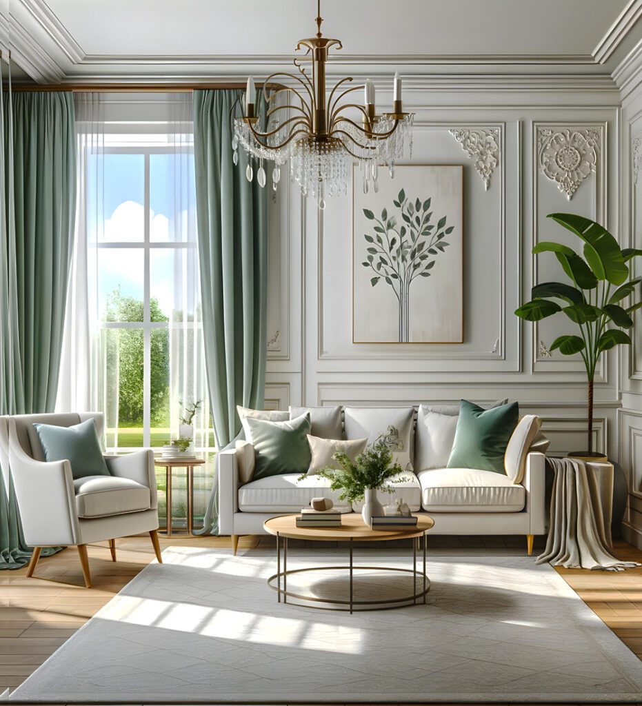 Living-Room-Green-Curtains-Botanical-Bliss