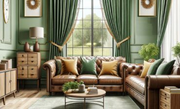 Color Curtains for The Living Room with Light Green Walls and Brown Tan Furniture