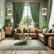 Color Curtains for The Living Room with Light Green Walls and Brown Tan Furniture