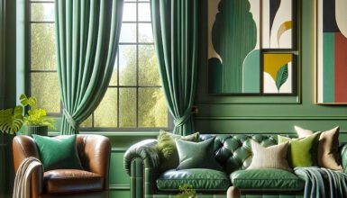 Living Room Ideas with Green Curtains