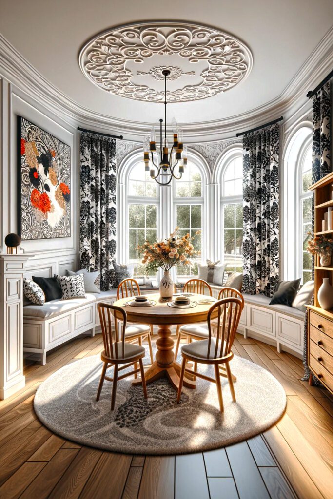 Patterned Curtains--for-Bay-Windows-in-the-Dining-Room