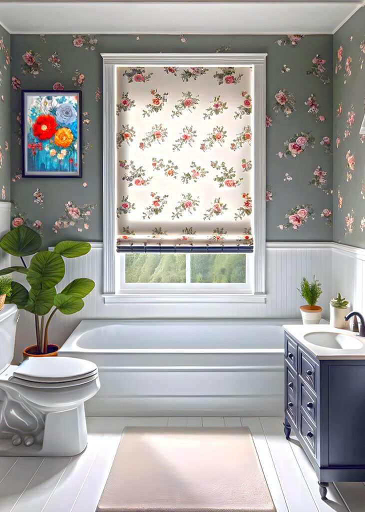 Small-Bathroom-Window-with Roller Blinds