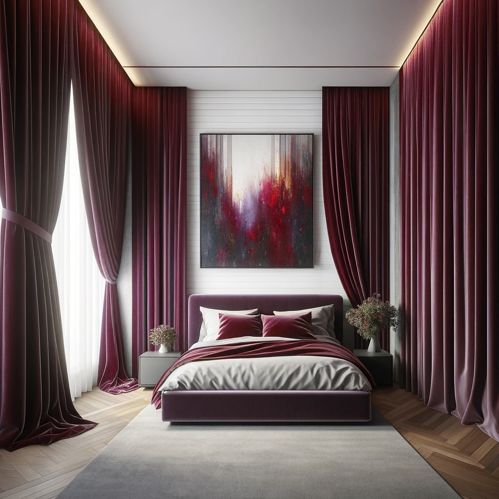 Wall-to-Wall-Luxurious Velvet Curtains Behind-Bed
