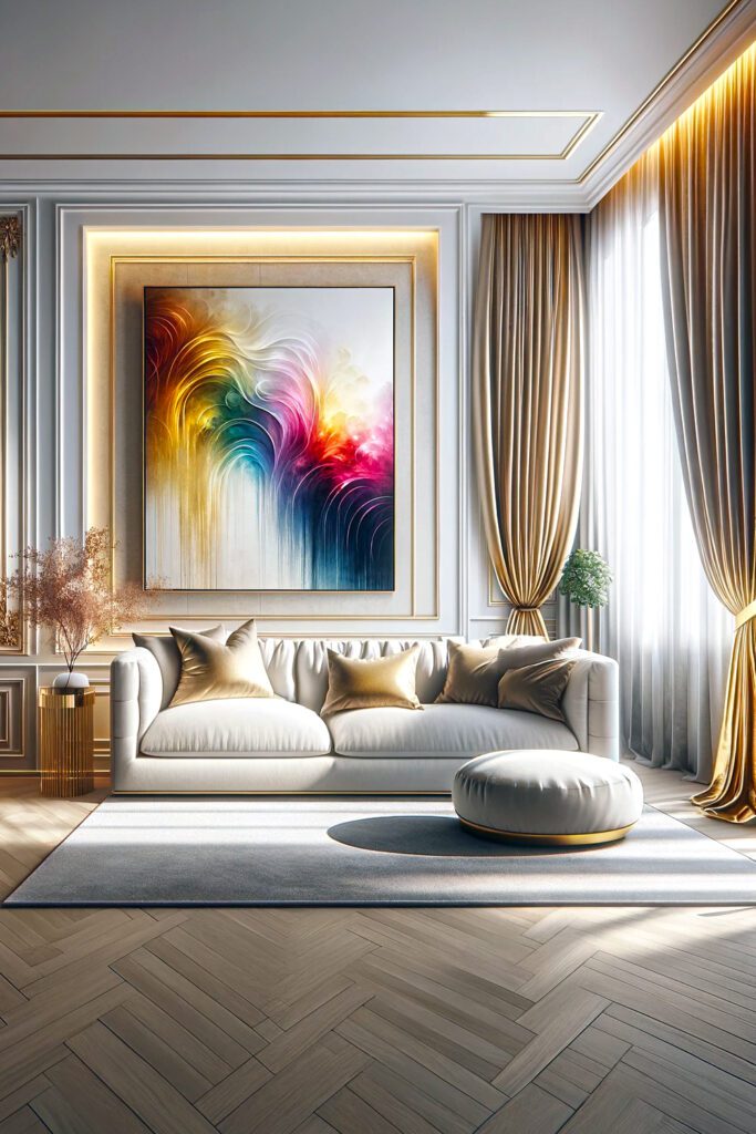 White Wall Color with Gold Curtains