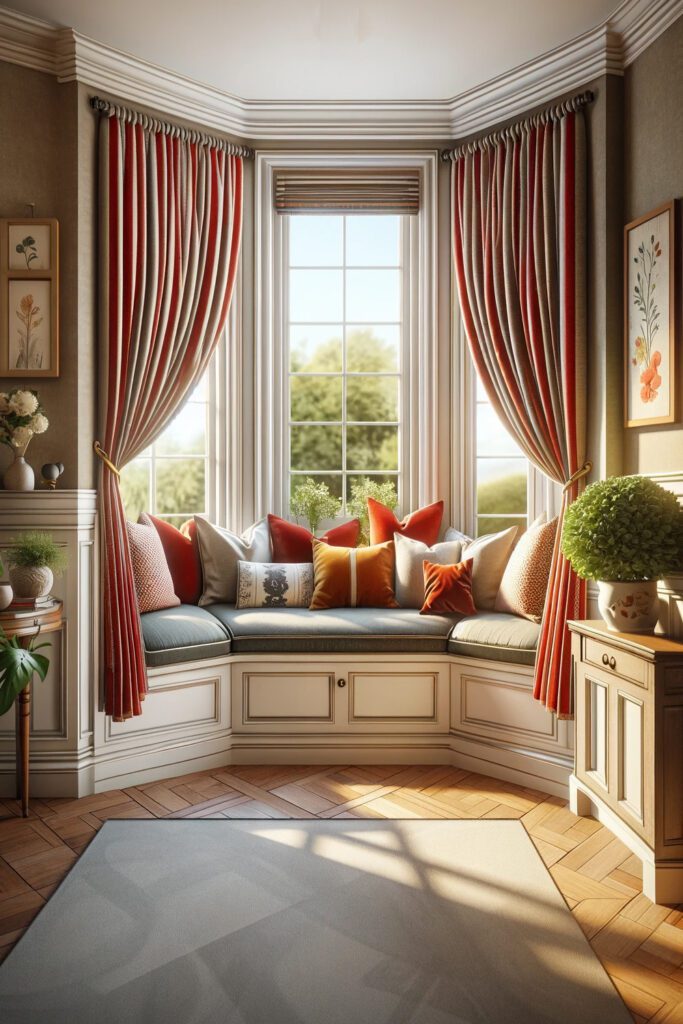 Window-Seat-with-Stripes-Curtains